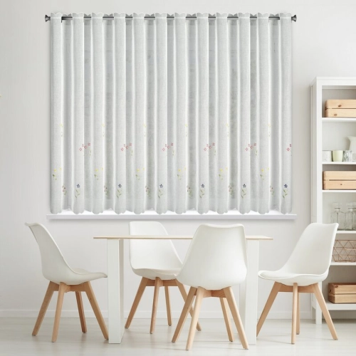 Firana gotowa Marika 350x145 z kwiatowym haftem