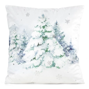 Poszewka świąteczna velvetowa 45x45 Ośnieżone Choinki