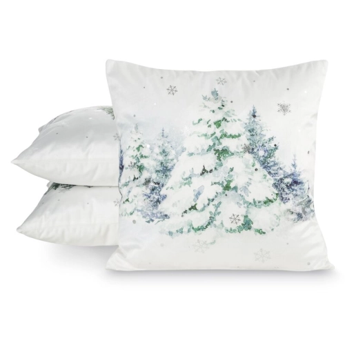 Poszewka świąteczna velvetowa 45x45 Ośnieżone Choinki
