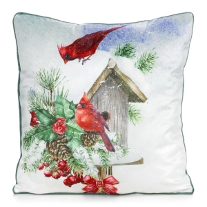 Poszewka dekoracyjna świąteczna velvetowa 45x45 Kardynały