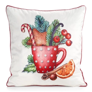 Poszewka dekoracyjna świąteczna velvetowa 45x45 Czerwony Kubek 