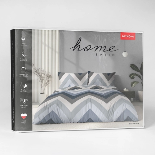 Komplet pościeli Home Satin z satyny bawełnianej 160x200 w geometryczne zygzaki