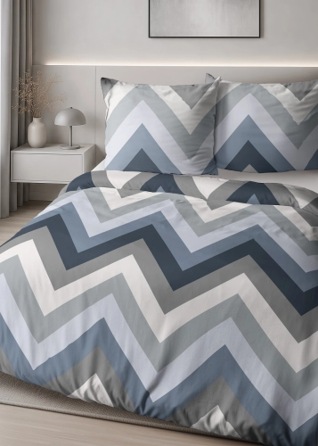 Komplet pościeli Home Satin z satyny bawełnianej 180x200 w geometryczne zygzaki