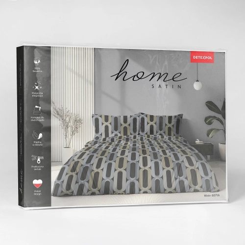 Komplet pościeli Home Satin z satyny bawełnianej 160x200 w geometryczne pierścienie 