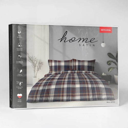 Komplet pościeli Home Satin z satyny bawełnianej 160x200 klasyczna krata
