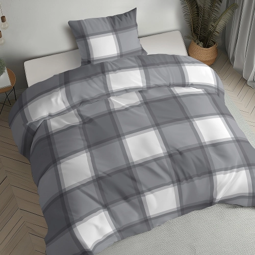 Pościel flanelowa 140x200 szara krata