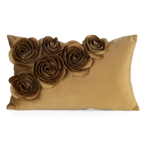 Poszewka velvetowa miodowa 30x50 Róże