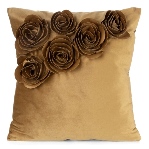 Poszewka velvetowa miodowa 45x45 Róże