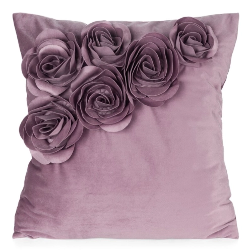 Poszewka velvetowa ciemno różowa 45x45 Róże
