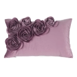 Poszewka velvetowa ciemno różowa 30x50 Róże
