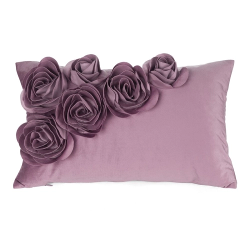 Poszewka velvetowa ciemno różowa 30x50 Róże