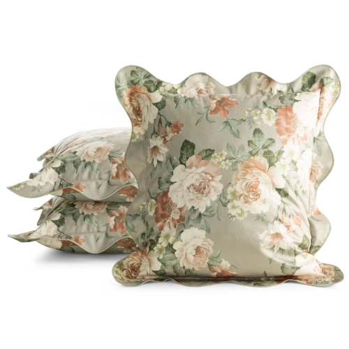Poszewka velvetowa z ozdobną falbanką 45x45 Kwiaty