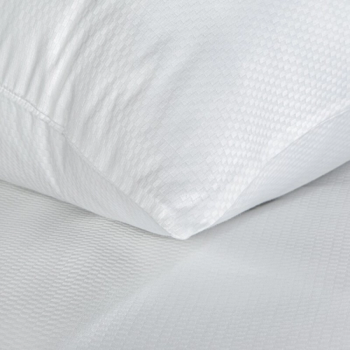 Komplet pościeli z adamaszku w kostkę 160x200 w kolorze białym 