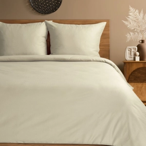 Komplet pościeli z adamaszku w kostkę 220x200 w kolorze kremowym