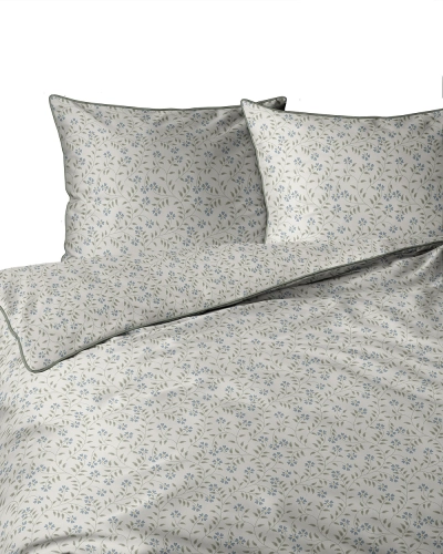 Pościel z perkalu 160x200 Niebieskie Drobne Kwiaty Lame Percale