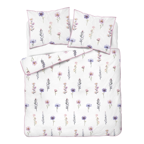 Pościel z perkalu 160x200 Polne Pastelowe Kwiaty Lame Percale