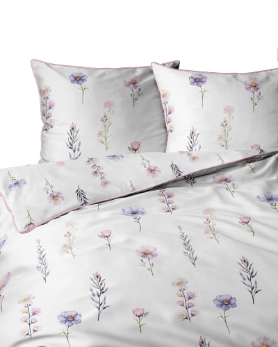 Pościel z perkalu 220x200 Polne Pastelowe Kwiaty Lame Percale