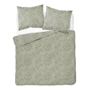 Pościel z perkalu szałwiowa 220x200 Liście Lame Percale