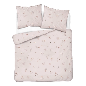 Pościel z perkalu jasnoróżowa 220x200 Margaretki Lame Percale