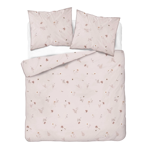Pościel z perkalu jasnoróżowa 220x200 Margaretki Lame Percale