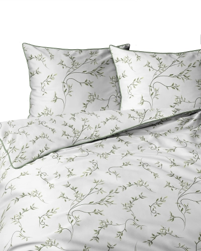 Pościel z perkalu 160x200 Zielone Gałązki Lame Percale