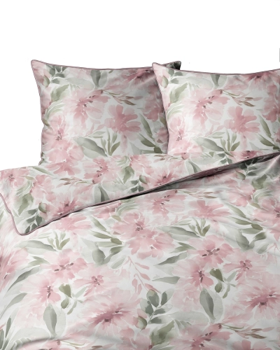 Pościel z perkalu 160x200 Jasnoróżowe Kwiaty Lame Percale