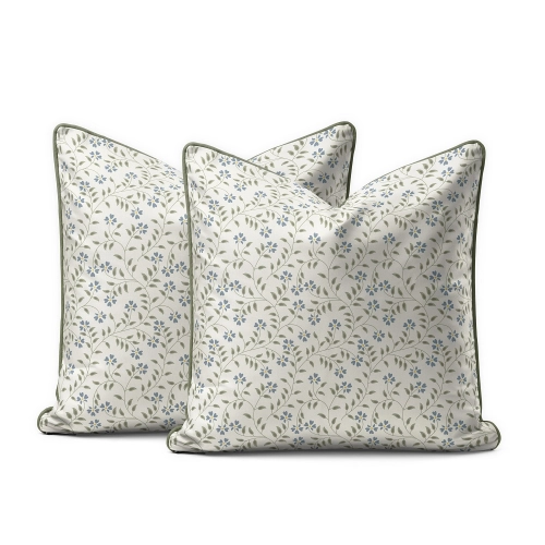Komplet poszewek z perkalu 40x40 Niebieskie Drobne Kwiaty Lame Percale 