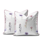 Komplet poszewek z perkalu 40x40 Polne Pastelowe Kwiaty Lame Percale