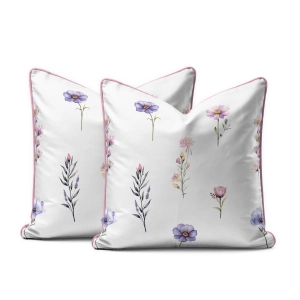 Komplet poszewek z perkalu 40x40 Polne Pastelowe Kwiaty Lame Percale