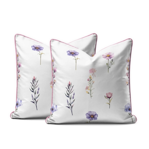 Komplet poszewek z perkalu 40x40 Polne Pastelowe Kwiaty Lame Percale