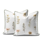 Komplet poszewek z perkalu 40x40 Polne Beżowe Kwiaty Lame Percale