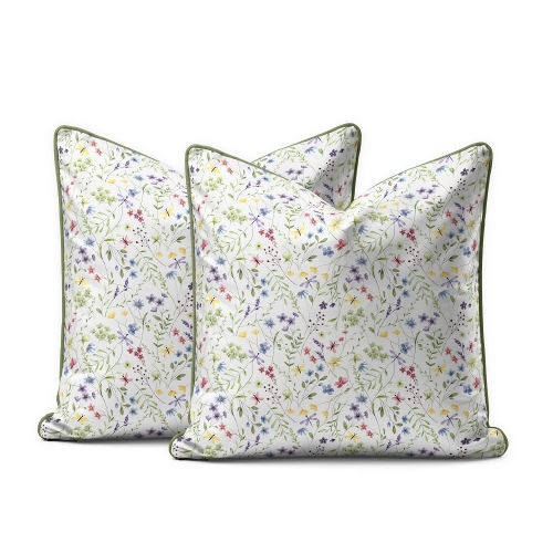 Komplet poszewek z perkalu 40x40 Kolorowe Drobne Kwiaty Lame Percale
