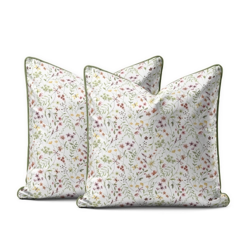 Komplet poszewek z perkalu 40x40 Wielobarwne Drobne Kwiaty Lame Percale