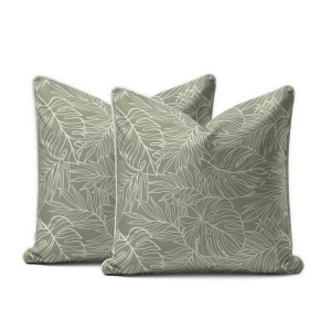 Komplet poszewek z perkalu szałwiowych 40x40 Liście Lame Percale