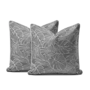 Komplet poszewek z perkalu szarych 40x40 Liście Lame Percale