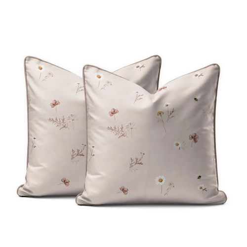 Komplet poszewek z perkalu jasnoróżowych 40x40 Margaretki Lame Percale