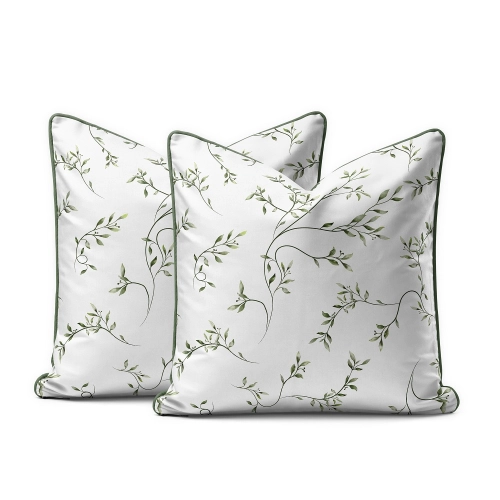 Komplet poszewek z perkalu 40x40 Zielone Gałązki Lame Percale