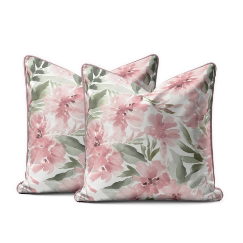 Komplet poszewek z perkalu 40x40 Jasnoróżowe Kwiaty Lame Percale