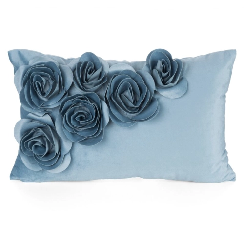 Poszewka velvetowa dżins 30x50 Róże