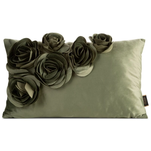 Poszewka velvetowa oliwkowa 30x50 Róże