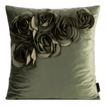 Poszewka velvetowa oliwkowa 45x45 Róże 