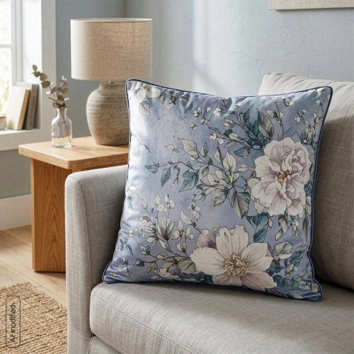 Poszewka velvetowa 45x45 Błękitny Ogród