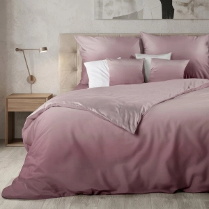 Komplet pościeli z bawełny satynowej 140x200 Pudrowo Różowe Ombre 