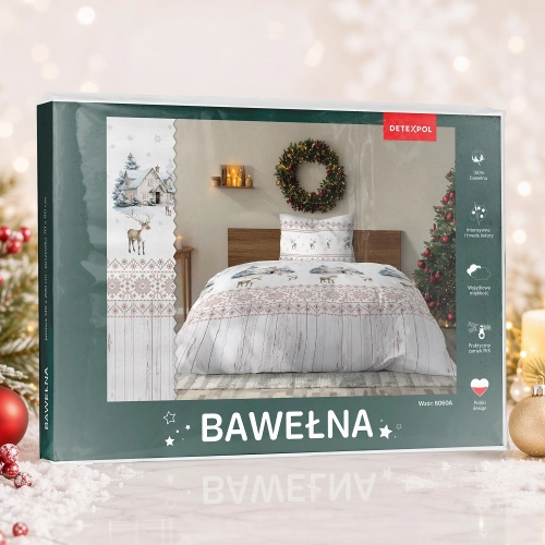 Świąteczna pościel bawełniana 140x200 Zimowy Krajobraz