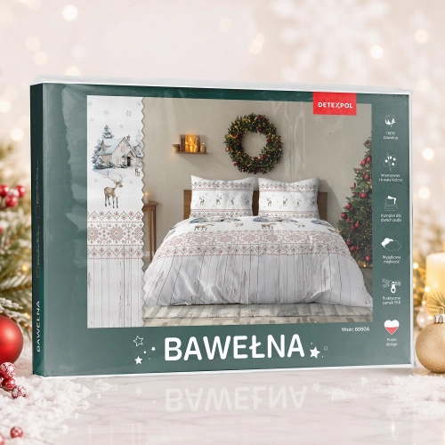 Świąteczna pościel bawełniana 220x200 Zimowy Krajobraz