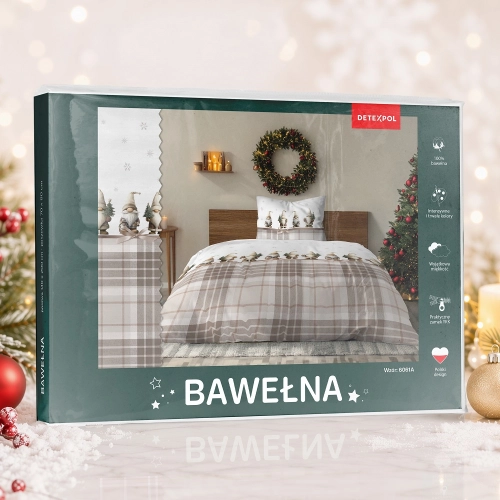 Świąteczna pościel bawełniana 140x200 Skrzaty 