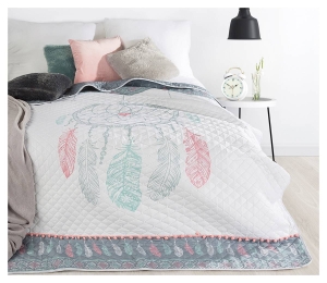 Narzuta pikowana biało stalowa 200x220 z łapaczem snów