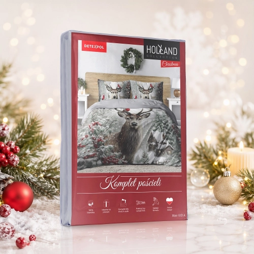 Komplet pościeli świątecznej Jeleń 220x200 Holland