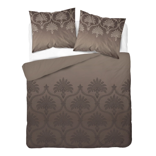 Pościel bawełniana beżowo brązowa 100% 180x200 w ornamenty