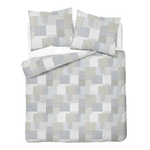 Pościel bawełniana popielata 100% 160x200 w geometryczny wzór